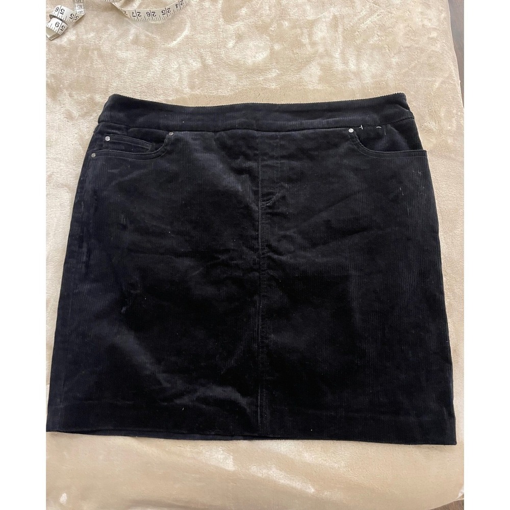 SC & CO Corduroy Skirt Black XL Womens‎ A Line Elastic Waist Pockets